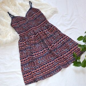 Navy/Coral Patterned Dress
